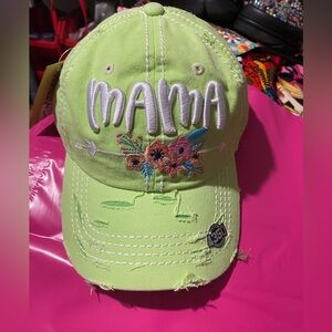 Green 'Mama' Embroidered Cap